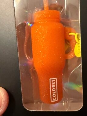The Coldest Orange Glitter Tumbler Keychain